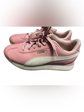 Puma Pink Low-Profile Lace-Up Sneakers with White Formstrip